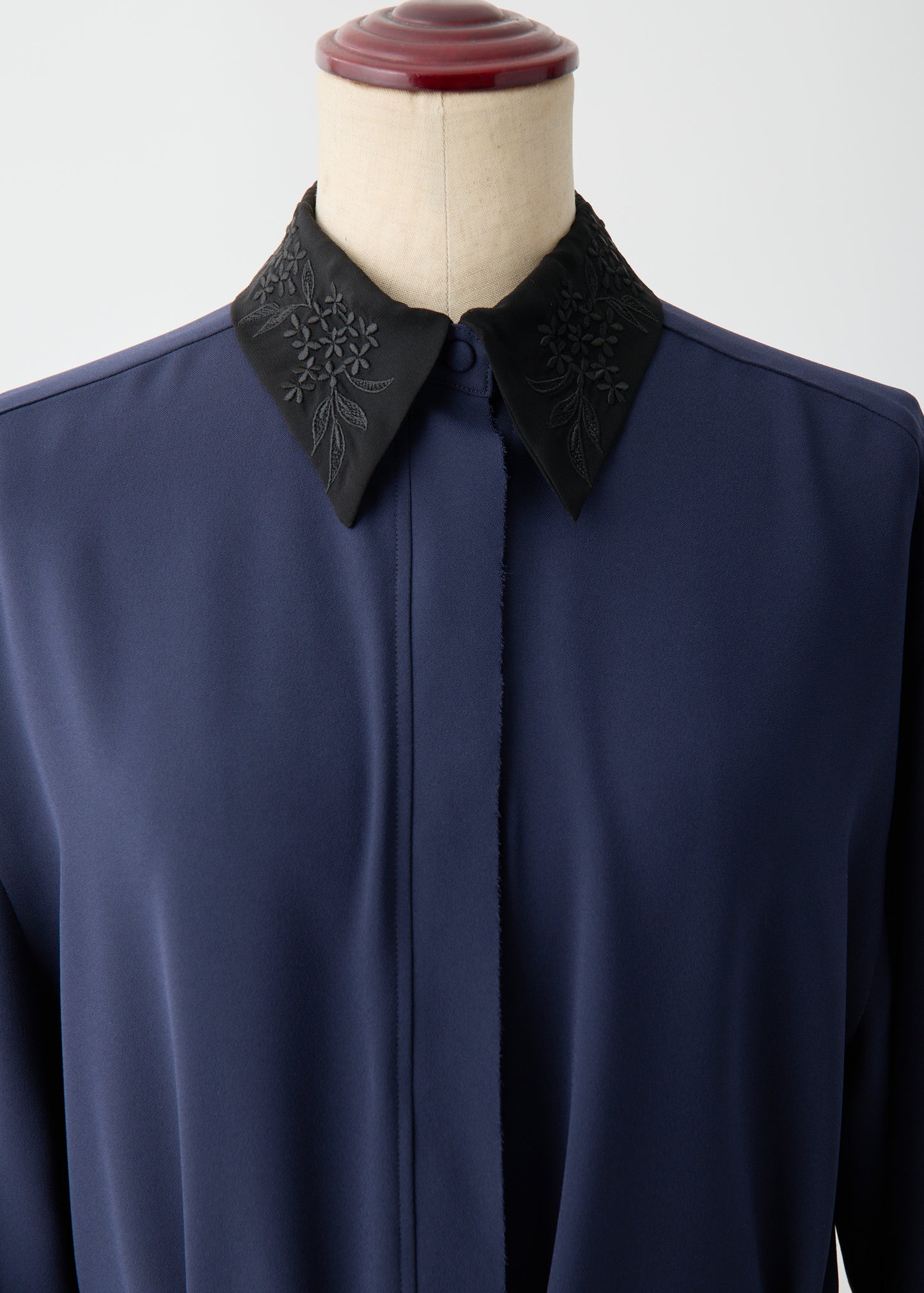 受注 Stretch Twill (Spiraea)/blouse navy・black【F015-08013】
