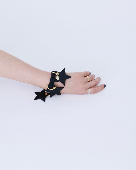 受注 étoile／leather bracelet black【F013-10020】