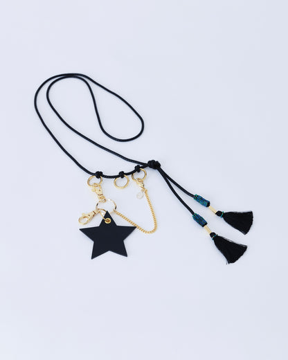 受注 étoile／leather keyring & strap black【F013-10024】