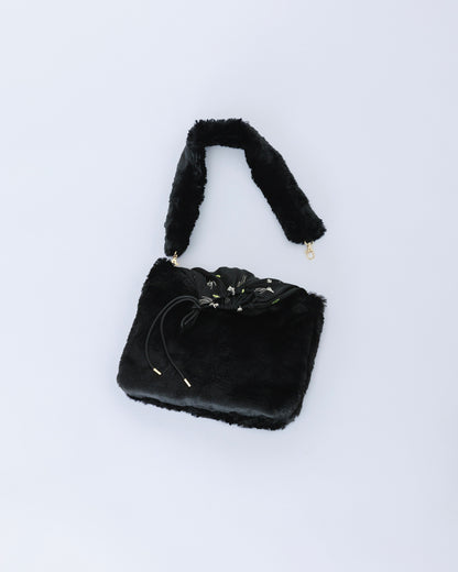 受注 cat／fake fur bag black【F013-10026】