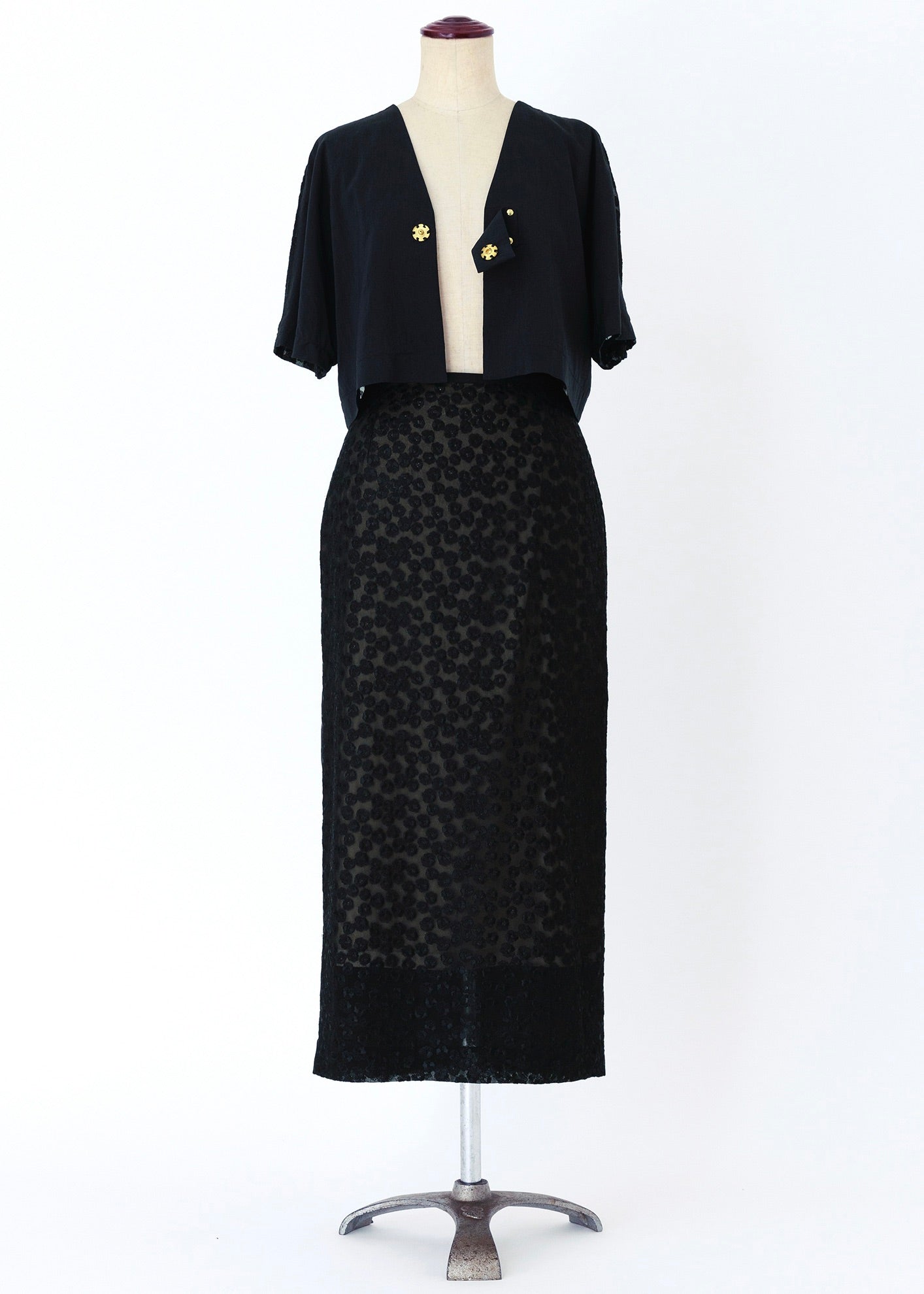 flower garden/skirt black【F014-07024】