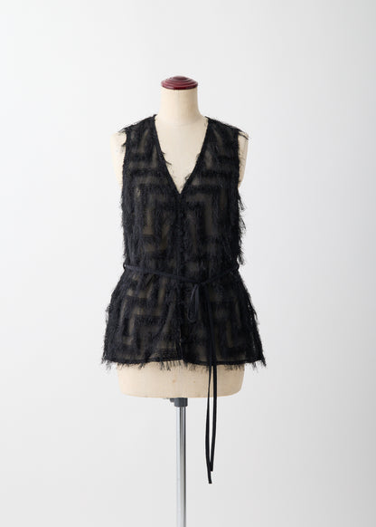 受注　JQ fringe／blouse black【F015-08021】