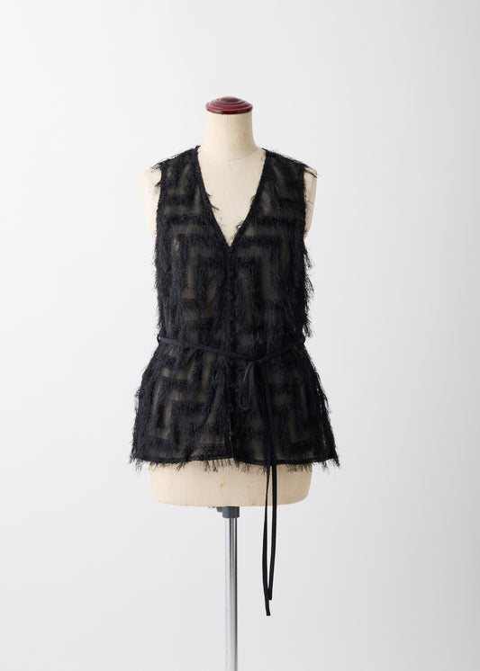受注　JQ fringe／blouse black【F015-08021】