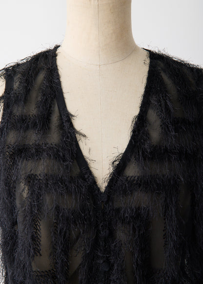 受注　JQ fringe／blouse black【F015-08021】