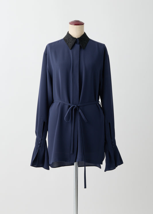 受注　Stretch Twill (Spiraea)／blouse navy・black【F015-08013】