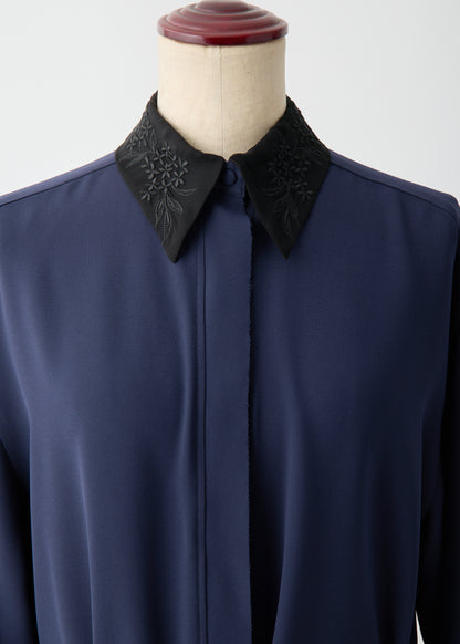 受注　Stretch Twill (Spiraea)／blouse navy・black【F015-08013】