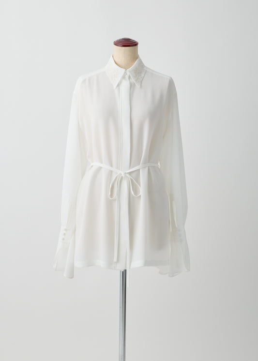 受注　Stretch Twill (Spiraea)／blouse white【F015-08013】