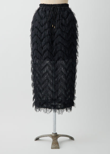 受注　JQ fringe／skirt écru・black【F015-07020】