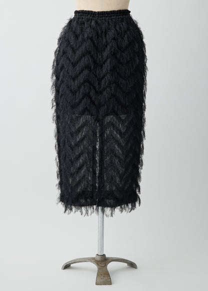 受注　JQ fringe／skirt écru・black【F015-07020】