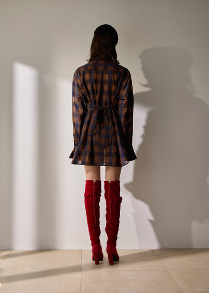 Veil Check／blouse【F016-08003】