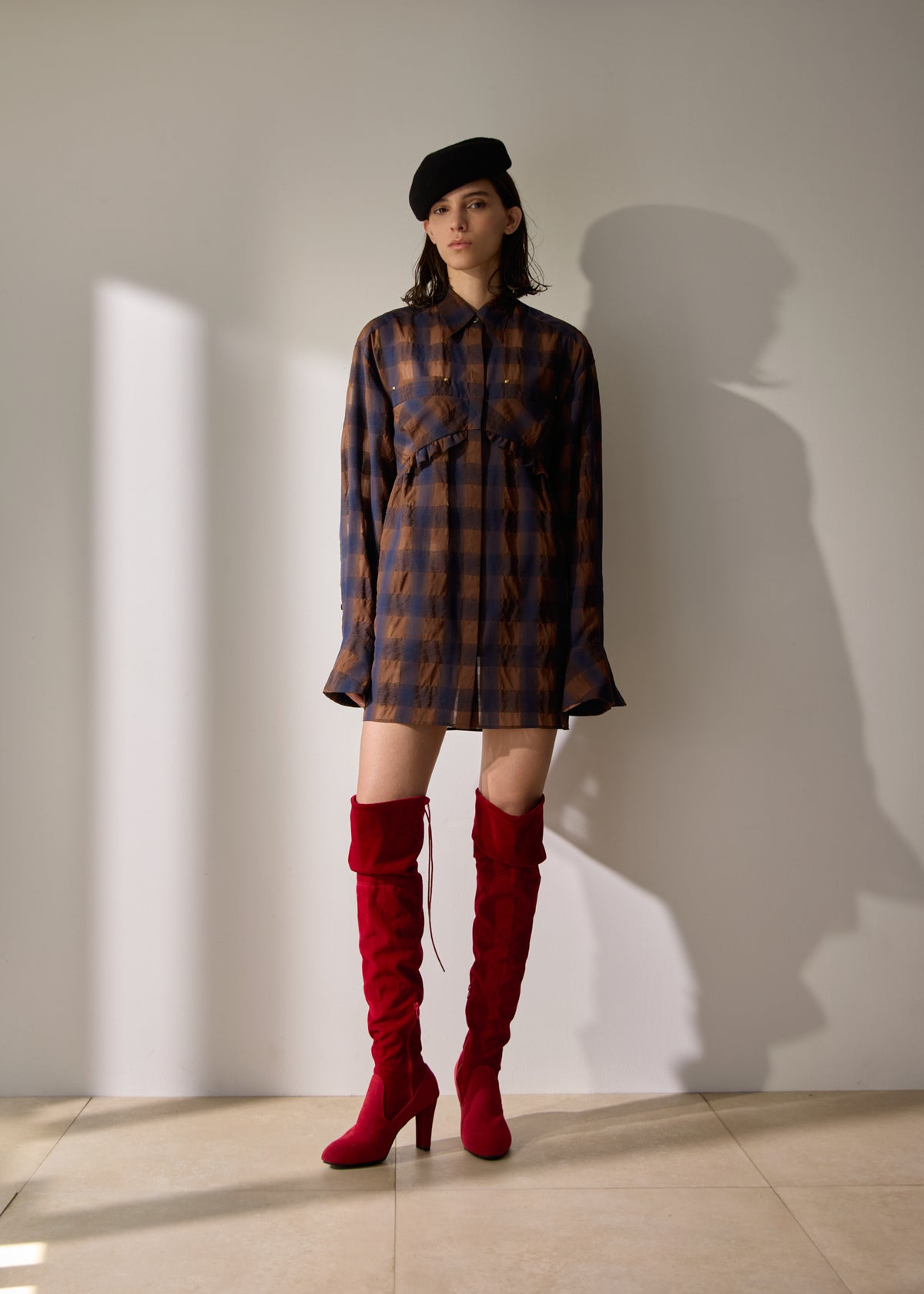 Veil Check／blouse【F016-08003】