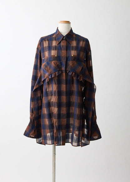 Veil Check／blouse【F016-08003】