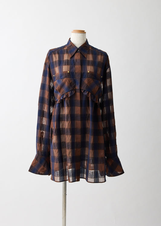 Veil Check／blouse【F016-08003】
