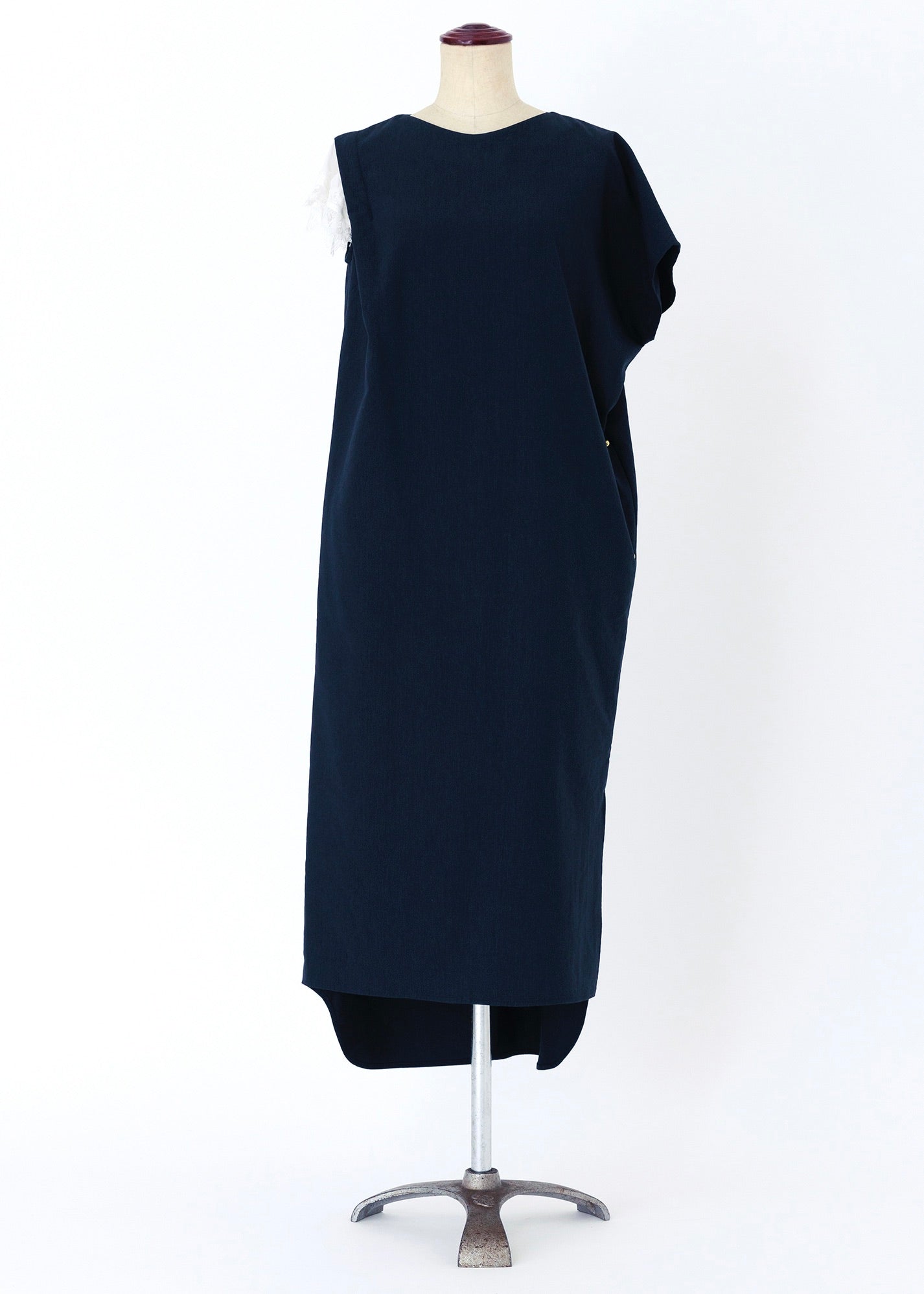 受注　washable linen R stretch／one-piece navy【F014-05013】