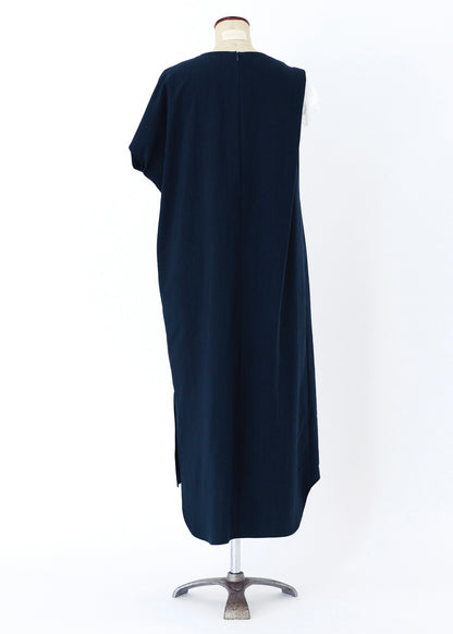 受注　washable linen R stretch／one-piece navy【F014-05013】