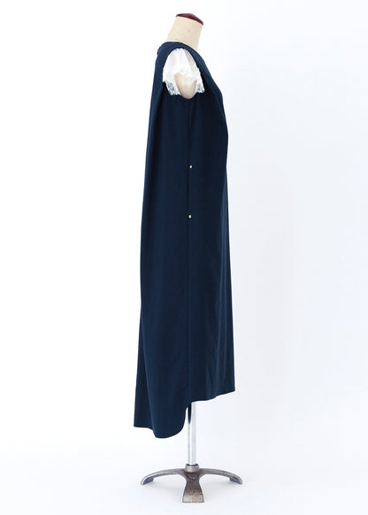 受注　washable linen R stretch／one-piece navy【F014-05013】