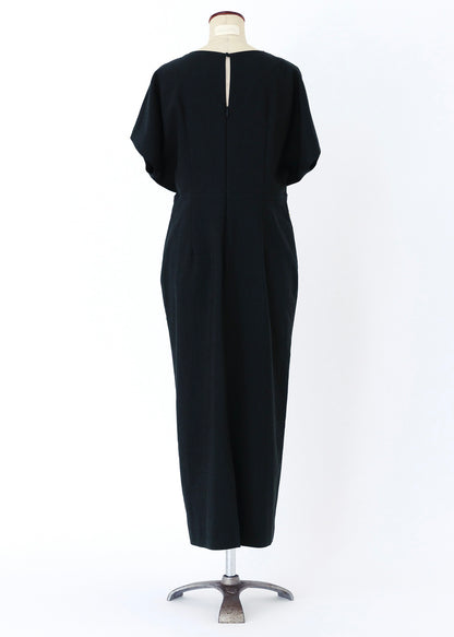 受注　washable linen R stretch／one-piece black【F014-05014】