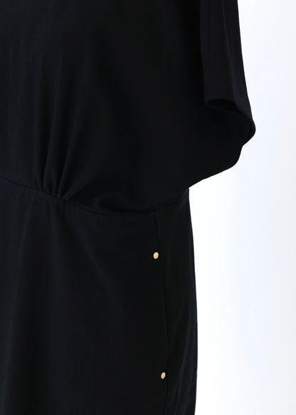 受注　washable linen R stretch／one-piece black【F014-05014】